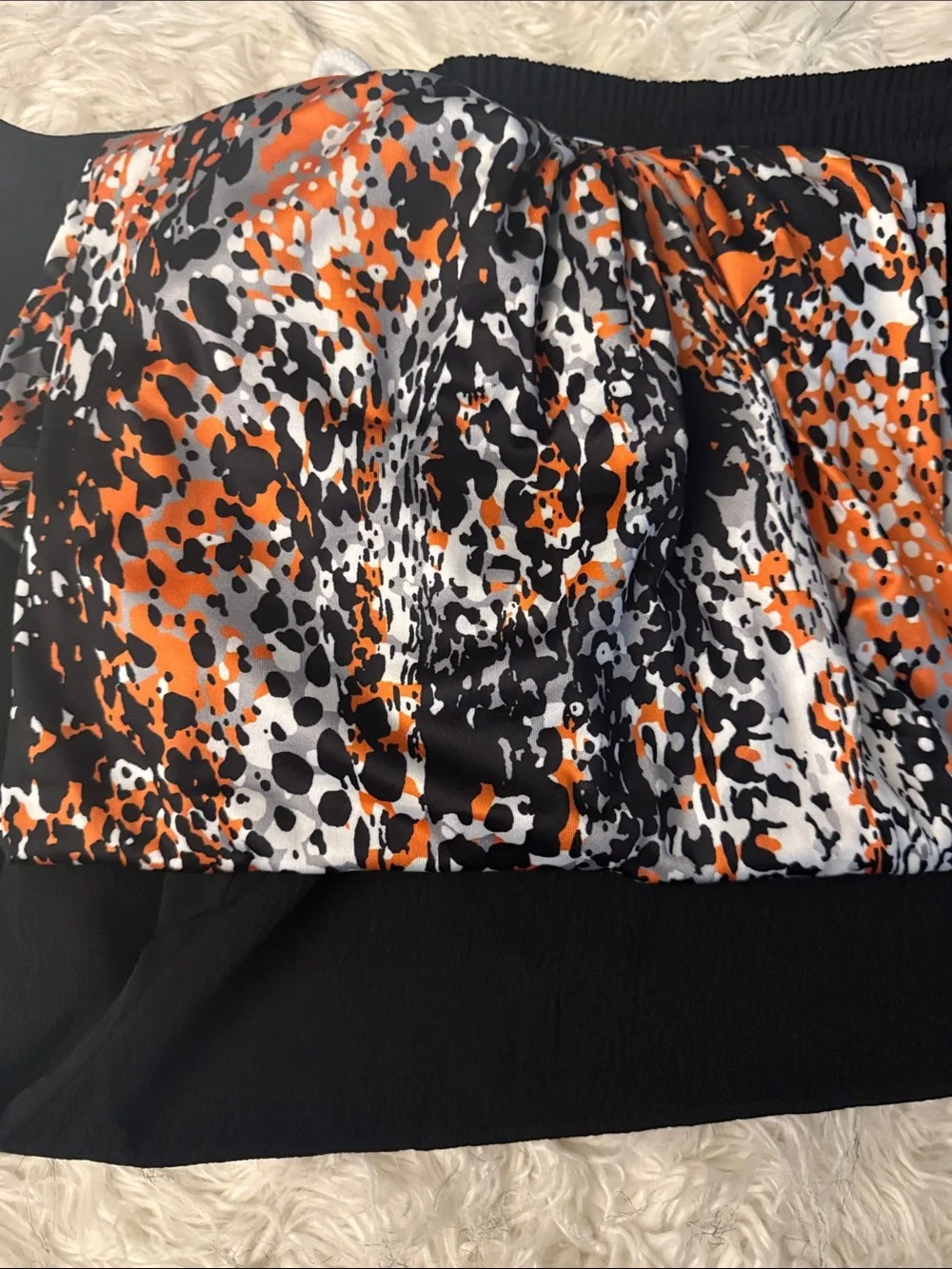 Women’s Black Shorts with Orange & Black Patterned Top -2 piece set size 2X-3X.